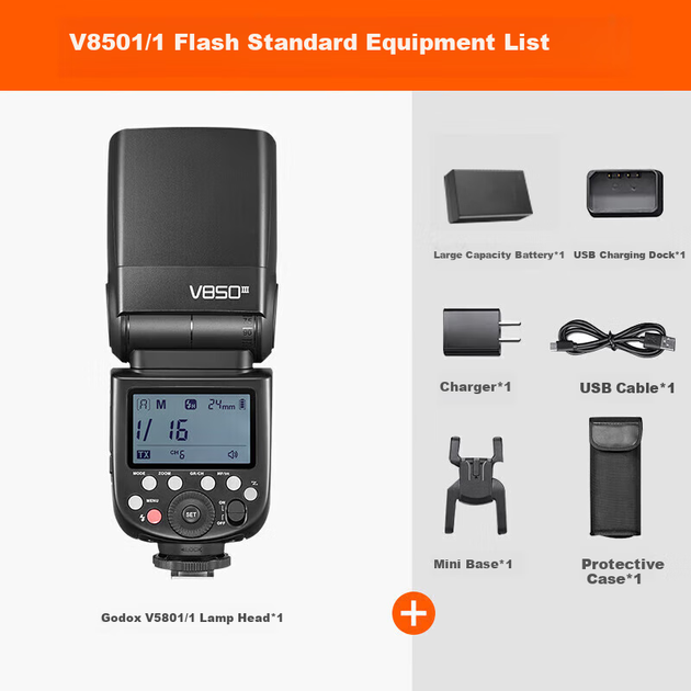 Вспышка Godox V850III третьего поколения для установки на горячий башмак, совместимая с камерами Canon, Nikon, Sony. Универсальная литиевая батарея, высокоскоростная вспышка для портретной, свадебной и других целей. - зображення 4