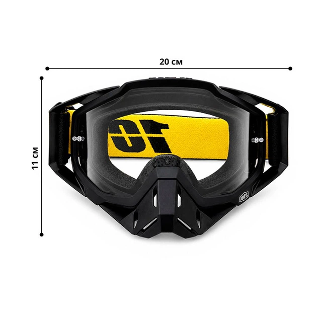 Мото очки 100% C30 Black + Yellow для кроссового шлема ветрозащитные солнцезащитные - зображення 6