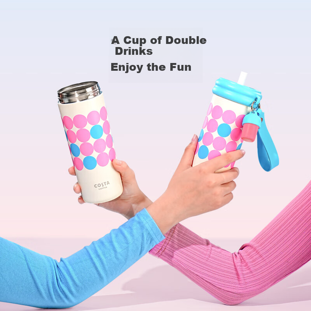 Термокружка JD Original, термокружка с трубочкой COSTA для горячих и холодных напитков, портативная дорожная бутылка для воды, 580 мл. - изображение 5