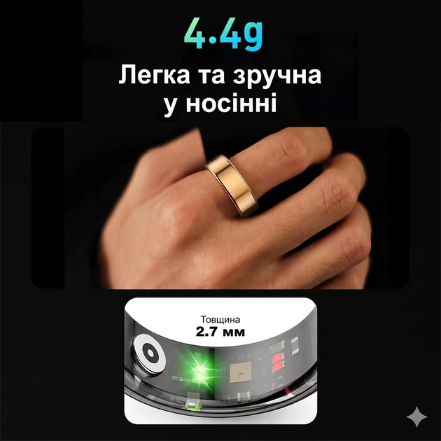 Смарт кольцо COLMI R02 фитнес-трекер для контроля сна, пульса и активности, черный (1001) - Фото 5 Смарт кольцо COLMI R02 фитнес-трекер для контроля сна, пульса и активности, черный (1001) - изображение 5