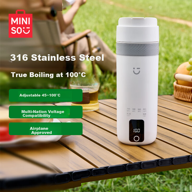 Портативный электрический чайник MINISO с теплоизоляцией, дорожный термос, небольшой электрический чайник [Предзаказ, отправка 25 мая] - изображение 10