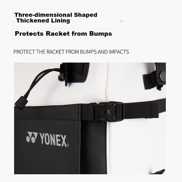 Рюкзак YONEX BA292CR для ракеток бадминтона, вместительный, бело-черный - Фото 6 Рюкзак YONEX BA292CR для ракеток бадминтона, вместительный, бело-черный - изображение 6