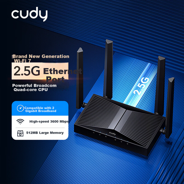Маршрутизатор CUDY BE3600 Wi-Fi 7 / Ethernet 2.5G / 3570 Mbps/ 4 LAN - зображення 2