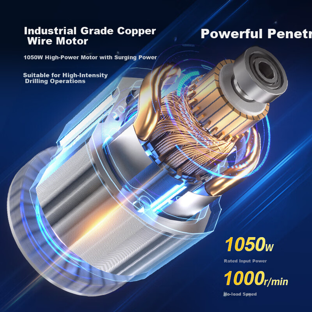 Перфоратор Dongcheng 1050W DZC1050-26, ударний дриль, електричний дриль для бетону, із вбудованою запобіжною муфтою, промислового класу - Фото 7 Перфоратор Dongcheng 1050W DZC1050-26, ударний дриль, електричний дриль для бетону, із вбудованою запобіжною муфтою, промислового класу - изображение 7