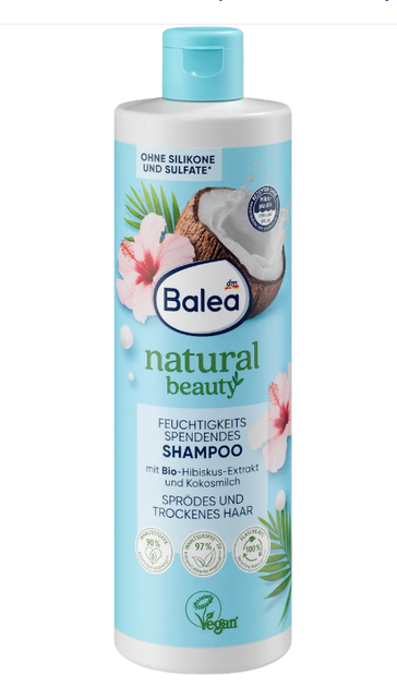 Зволожуючий шампунь для волосся Balea Natural Beauty з гібіскусом, 400 мл - Фото 1 Зволожуючий шампунь для волосся Balea Natural Beauty з гібіскусом, 400 мл - изображение 1