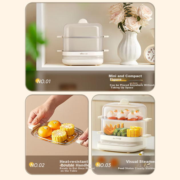 Пароварка Bear Intelligent Reservation Timer Egg Steamer Cooker All-In-In Machine, Egg Cooker with 304 Stainless Steel Steaming Tray, Small Mini Steamer, Thermal Food Warmer Breakfast Maker ZDQ-E12H3 - Фото 6 Пароварка Bear Intelligent Reservation Timer Egg Steamer Cooker All-In-In Machine, Egg Cooker with 304 Stainless Steel Steaming Tray, Small Mini Steamer, Thermal Food Warmer Breakfast Maker ZDQ-E12H3 - изображение 6