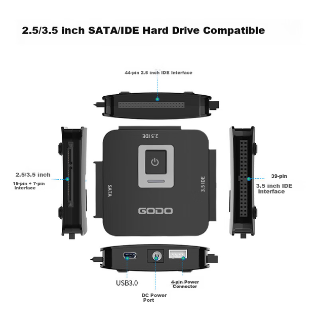 Конвертер жесткого диска GODO IDE-SATA, внешний корпус USB 3.0 - изображение 7