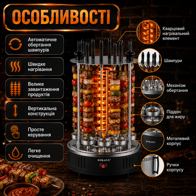 Електрошашличниця Sokany SK-6114 - зображення 4