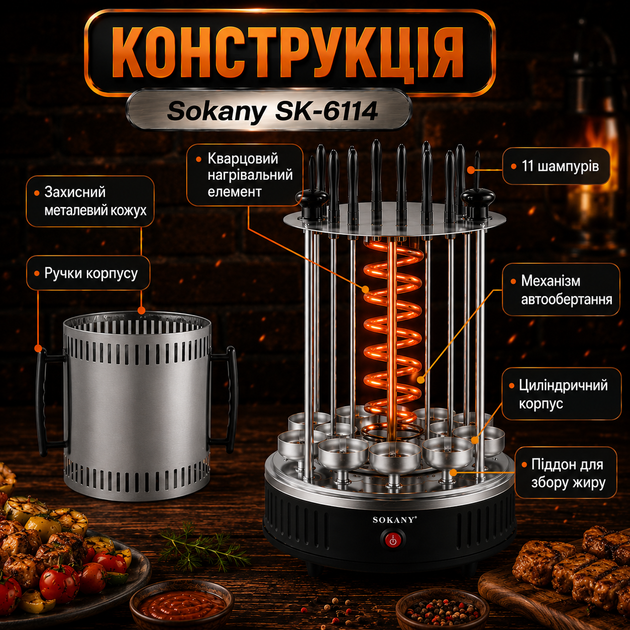 Електрошашличниця Sokany SK-6114 - зображення 8