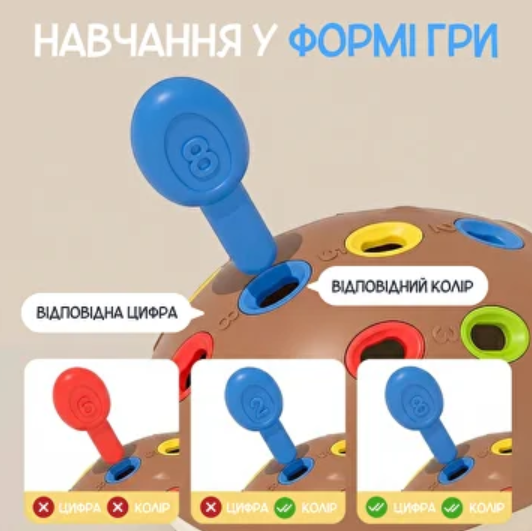 Интерактивная игрушка для детей, развивающая игрушка-сортер ежик - Фото 4 Интерактивная игрушка для детей, развивающая игрушка-сортер ежик - изображение 4