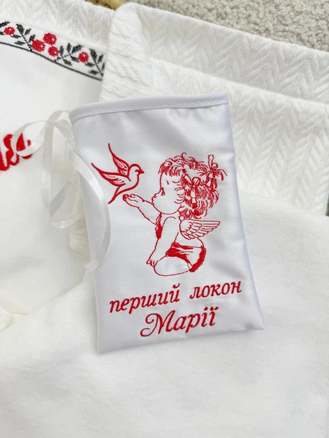 Крыжма для девочки Family Tradition велюровая махра пике косичка с вышивкой 100х100 см белая Вишнёвый сад - Фото 3 Крыжма для девочки Family Tradition велюровая махра пике косичка с вышивкой 100х100 см белая Вишнёвый сад - изображение 3