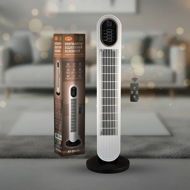 Напольный вентилятор колонный с пультом Tower Cooling Fan 500Вт BITEK BT-2906R охладитель 74 см для дома офиса - изображение 8