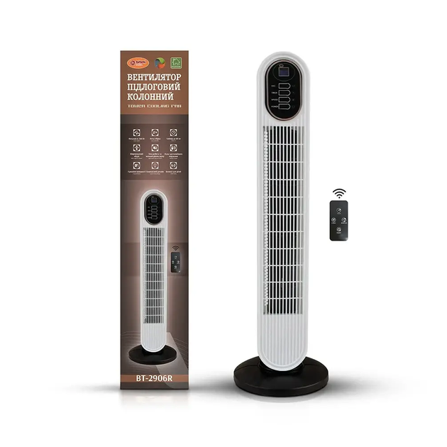 Напольный вентилятор колонный с пультом Tower Cooling Fan 500Вт BITEK BT-2906R охладитель 74 см для дома офиса - изображение 10