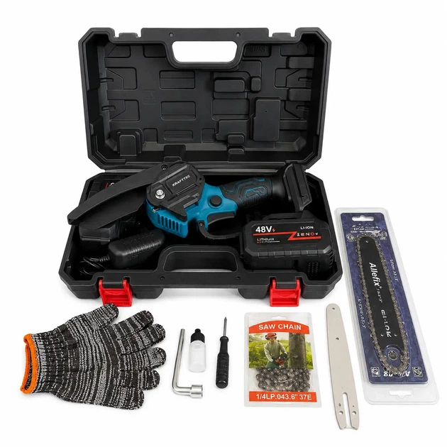 Пила Krafftec 48V шина 6" с 3 цепями и 2 шинами в комплекте - изображение 4