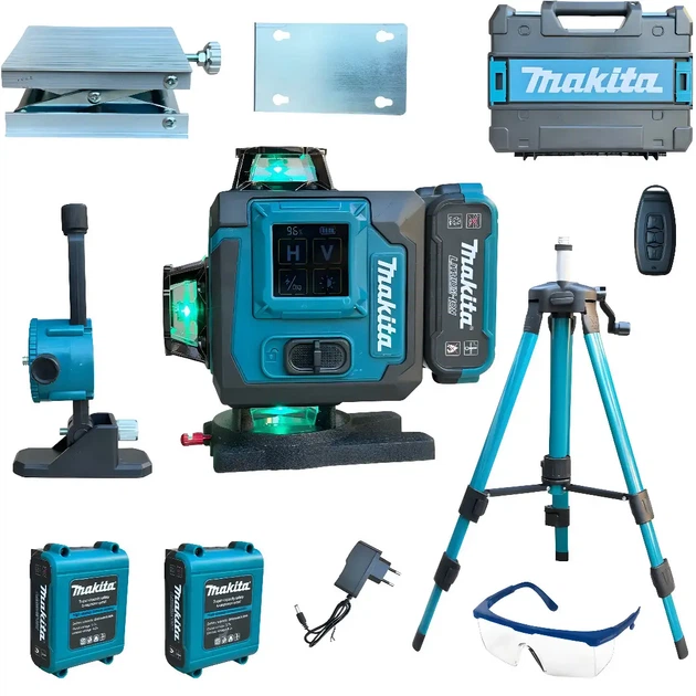 Лазерный самовыравнивающийся уровень Makita SK700GDZ 4D высокоточный аккумуляторный нивелир со штативом в кейсе 16 линий для строительных монтажных и отделочных работ - изображение 4
