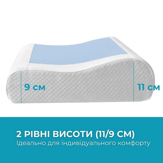 Подушка охолоджуюча ортопедична IDEIA CoolGel 60х40х11/9 см анатомічна з ефектом памʼяті для сну на боці, спині та животі, з гелем та блискавкою - Фото 6 Подушка охолоджуюча ортопедична IDEIA CoolGel 60х40х11/9 см анатомічна з ефектом памʼяті для сну на боці, спині та животі, з гелем та блискавкою - зображення 6