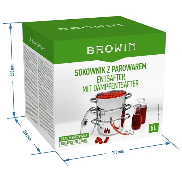 Соковарка пароварка Browin из нержавеющей стали 5 л серебристая - изображение 3