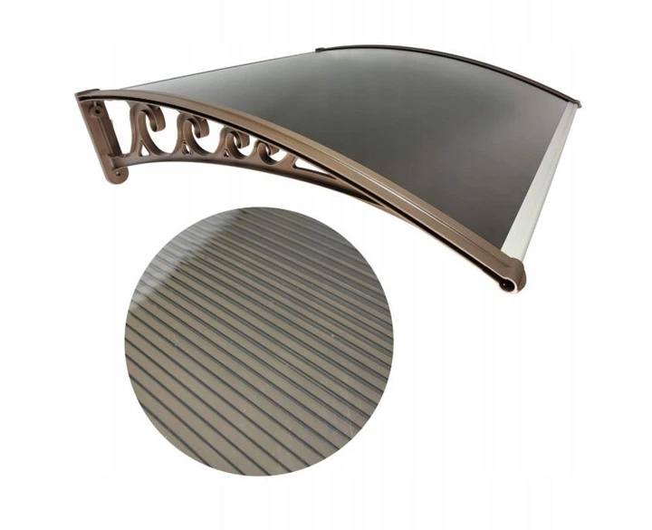 Козырек для двери из поликарбоната Metal-gum KlasK80x120 120 х 80 см навес для балкона Темно-коричневый - изображение 3