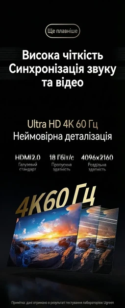 HDMI-переключатель Ugreen HDMI Switch двунаправленный 2.0 4K 60Hz, 2K 144Hz, 1080P 240Hz Grey (AW501) - изображение 3