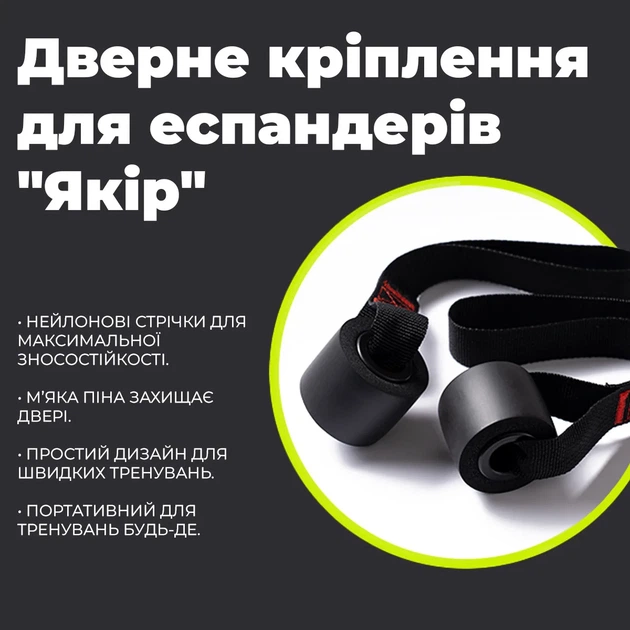 Дверне кріплення для еспандерів Active Point Нейлон Чорний - зображення 6