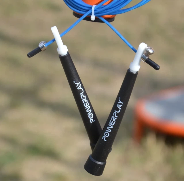 Скоростная скакалка Active Point металлический трос 2,9 м синяя - изображение 8