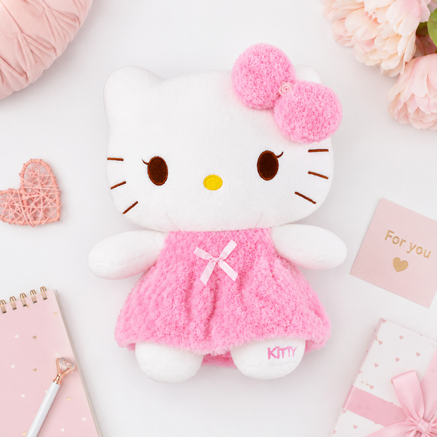 Игрушка Hello Kitty 25см плюшевая кошечка котик в розовом платье мягкая обнимашка антистресс подарок (Vl 426) - изображение 7