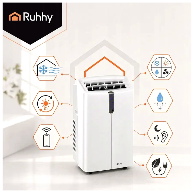 Портативный кондиционер 12000 BTU 3.5 кВт для дома 30 м2 белый Ruhhy СS-0401 - изображение 5