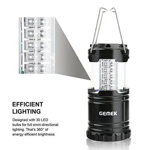 Набор кемпинговых LED фонарей GEMEK (2 шт), раскладной туристический фонарь-лампа на батарейках, портативный светильник - Б/У - изображение 4