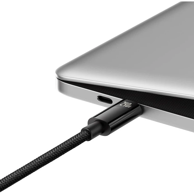 Кабель Baseus Tungsten Gold Fast Charging Data Cable Type-C to Type-C 240W 3m Black - изображение 5