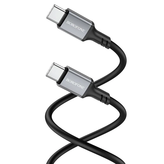 Кабель BOROFONE BX83 Type-C to Type-C Famous 60W silicone charging data cable Black - зображення 3