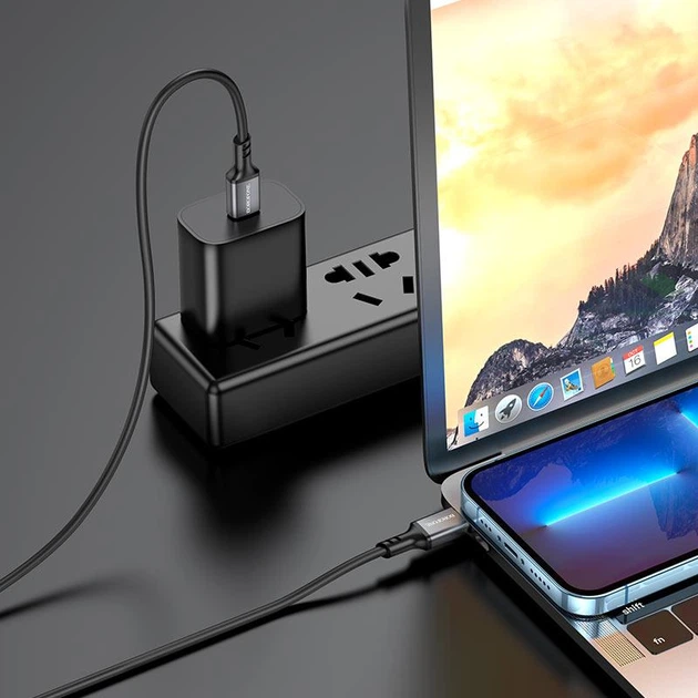Кабель BOROFONE BX83 Type-C to Type-C Famous 60W silicone charging data cable Black - зображення 4
