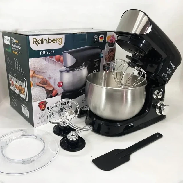 Миксер планетарный Rainberg RB-8083 с чашей из нержавеющей стали 3200 Вт Черный - изображение 5