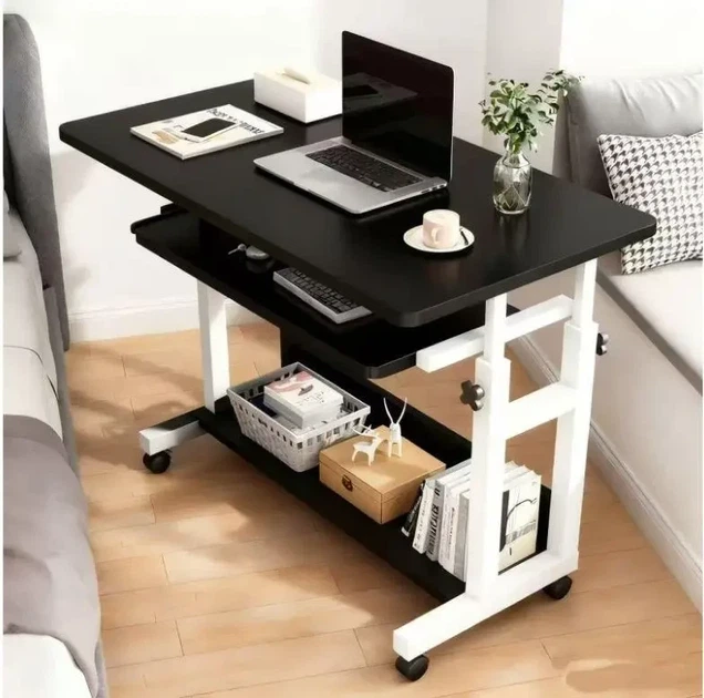 Передвижной компьютерный стол черный DASH-1845 80х45 см высота 69-85 см - изображение 5