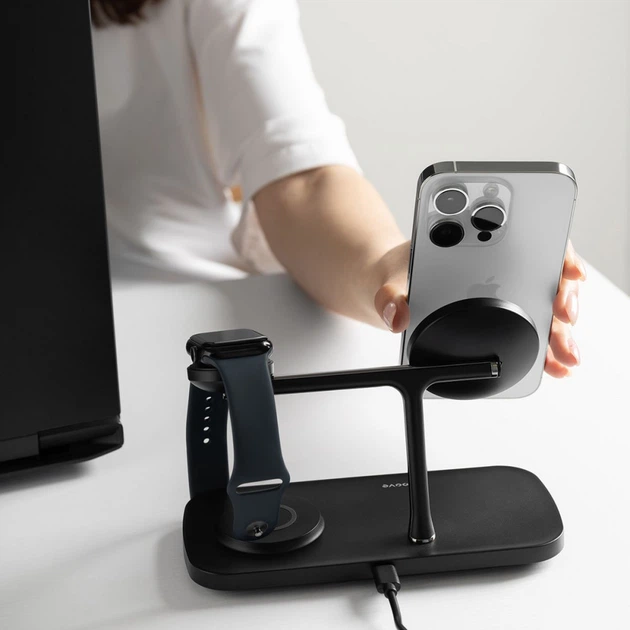 Беспроводное ЗУ Proove Magnetic Field Pro 3 in 1 Qi2 black - Фото 10 Беспроводное ЗУ Proove Magnetic Field Pro 3 in 1 Qi2 black - изображение 10