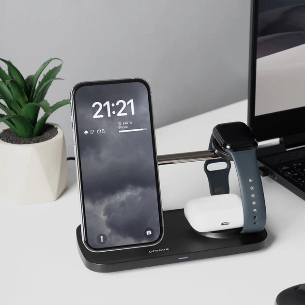 Беспроводное ЗУ Proove Magnetic Field Pro 3 in 1 Qi2 black - Фото 6 Беспроводное ЗУ Proove Magnetic Field Pro 3 in 1 Qi2 black - изображение 6