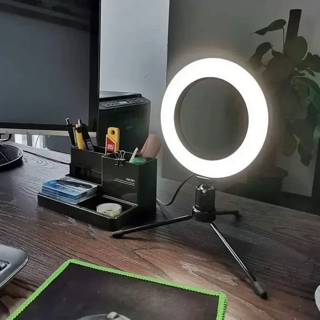 Кольцевая LED-лампа 16 см с USB-питанием для видеосъемки и фотостудии, комплект со штативом (6451BDF8A62F) - Фото 3 Кольцевая LED-лампа 16 см с USB-питанием для видеосъемки и фотостудии, комплект со штативом (6451BDF8A62F) - изображение 3
