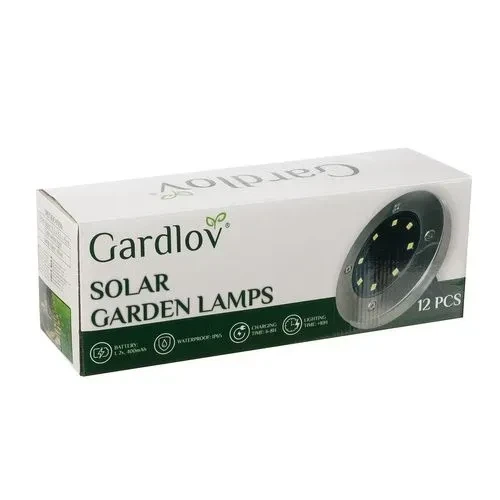 Набір садових ліхтарів на сонячних батареях Gardlov 24001 (12 шт.) у сталевому корпусі з датчиком сутінків, IP65 - изображение 6