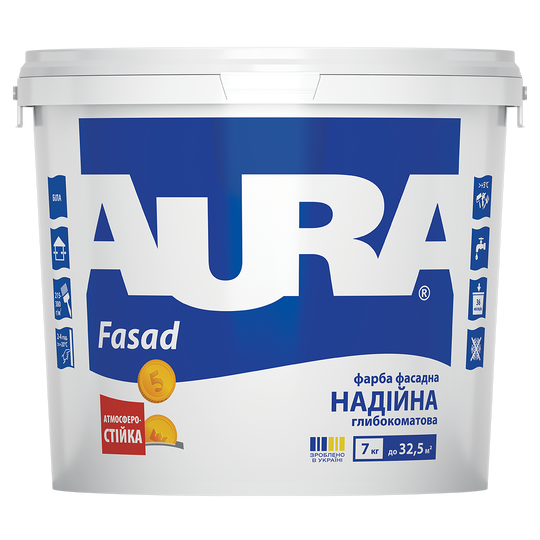 Фарба AURA Fasad дисперсійна 7кг - Фото 1 Фарба AURA Fasad дисперсійна 7кг - зображення 1