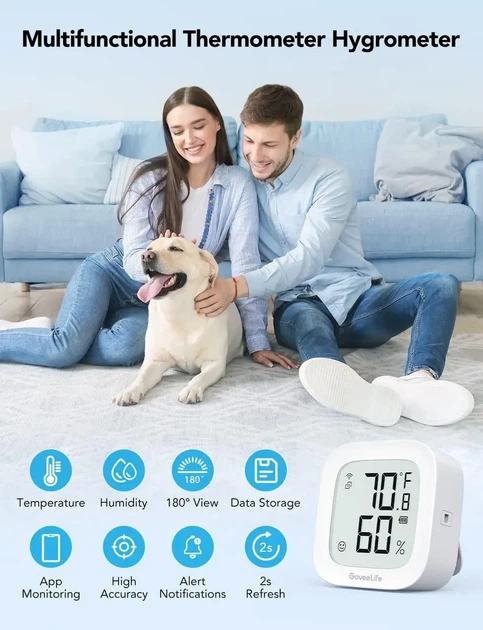 Розумний Wi-Fi термометр-гігрометр Govee H5103, бездротовий датчик температури та вологості повітря для дому з - Б/В - зображення 5