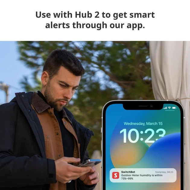 Комплект датчиків температури та вологості SwitchBot Indoor/Outdoor Thermo-Hygrometer з Wi-Fi хабом (3 датчики + Hub) - Б/В - Фото 6 Комплект датчиків температури та вологості SwitchBot Indoor/Outdoor Thermo-Hygrometer з Wi-Fi хабом (3 датчики + Hub) - Б/В - зображення 6