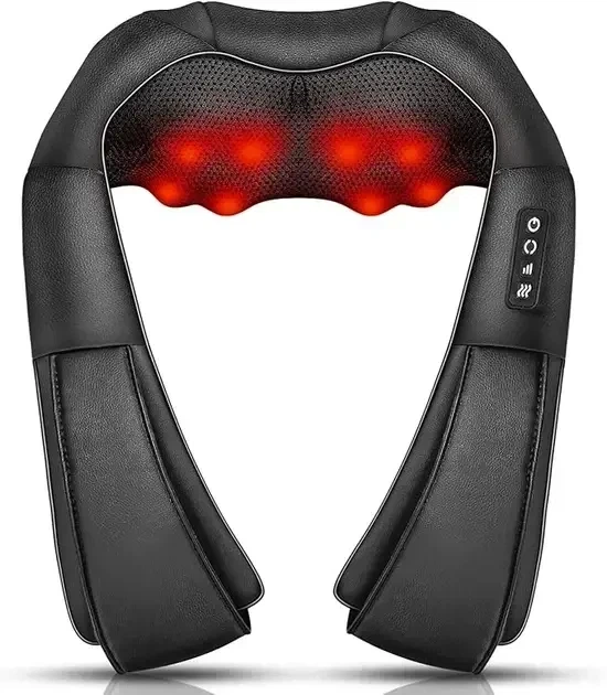 Роликовый массажер для шеи и плеч iKristin JH-R2 Black, 3D электромассажер Шиацу с подогревом, автомобильный - Б/У - изображение 2