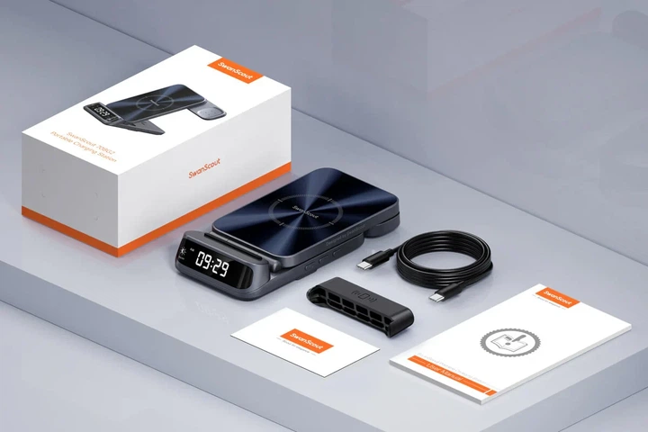 Беспроводная зарядная станция 3 в 1 SwanScout 708S для iPhone, Apple Watch и AirPods со встроенными часами и LED - Б/У - Фото 3 Беспроводная зарядная станция 3 в 1 SwanScout 708S для iPhone, Apple Watch и AirPods со встроенными часами и LED - Б/У - изображение 3