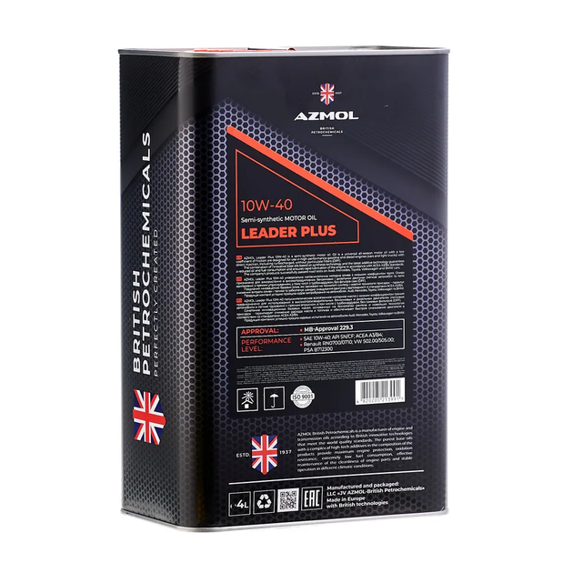 Моторна олива AZMOL Leader Plus 10W-40 SN/CF 4л - зображення 2