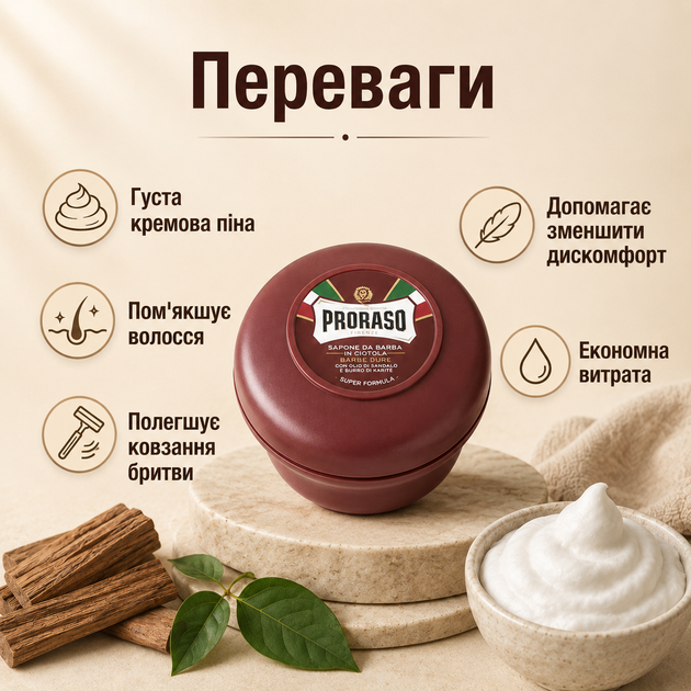 Мыло для бритья Proraso Shaving Soap Jar Nourish Sandalwood 150 мл с сандаловым маслом и маслом ши,питательное средство для щетины - изображение 3