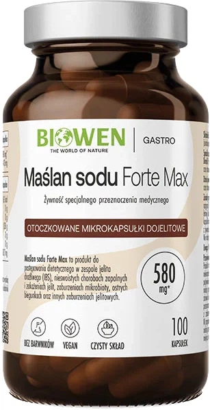 Naturalny suplement diety Biowen Maślan sodu forte max 100 kapsułek (5904806120472) - obraz 2