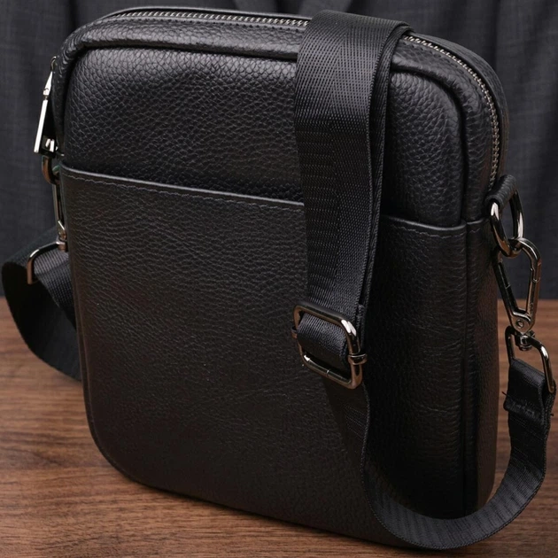 Сумка планшет через плечо мужская из натуральная кожи Vintage leather-23021 Черная - изображение 13