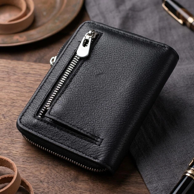 Кожаный женский кошелек на молнии с тисненным логотипом и монетницей ST Leather Черный (bg194fash89) - Фото 3 Кожаный женский кошелек на молнии с тисненным логотипом и монетницей ST Leather Черный (bg194fash89) - изображение 3