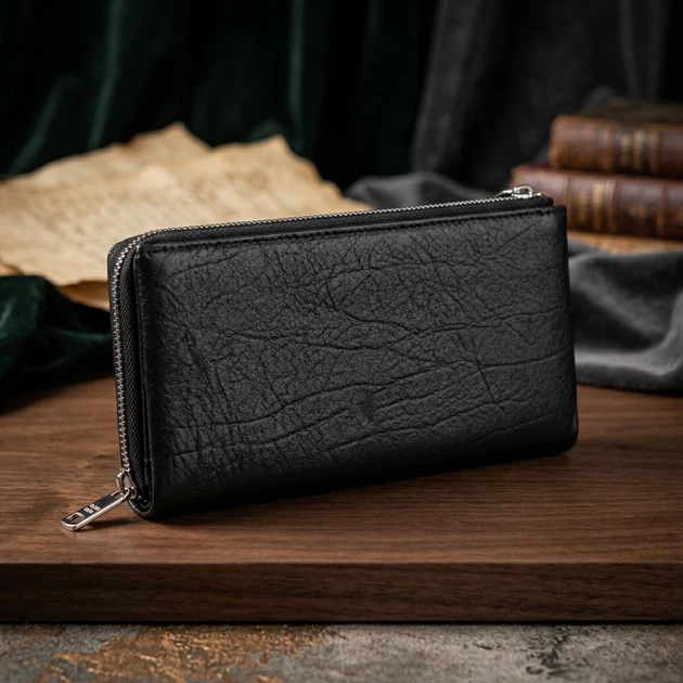 Вертикальный унисекс бумажник из мягкой натуральной кожи ST Leather большой черного цвета с магнитной застежкой (bg227fash43) - изображение 4