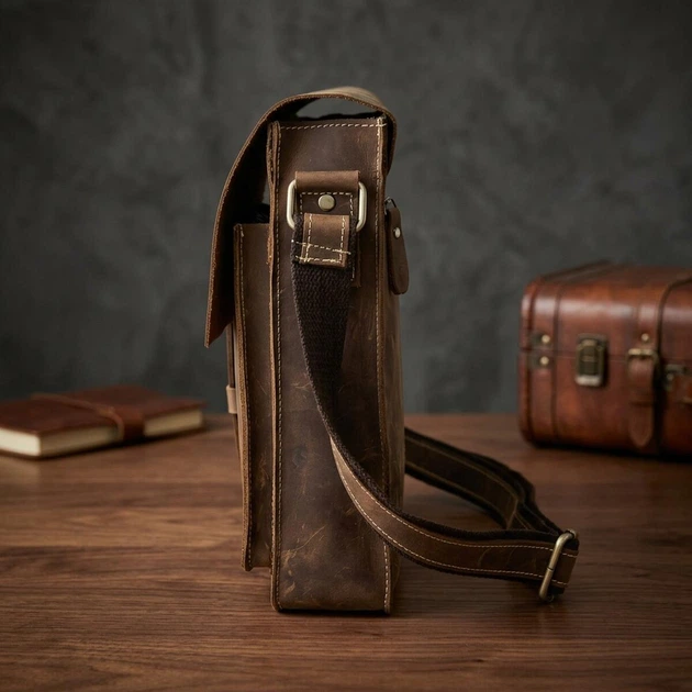 Сумка кросс боди через плечо мужская из натуральная кожи Vintage leather-14660 Коричневая - изображение 15