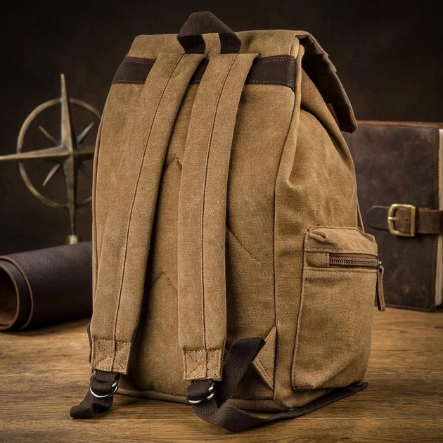 Рюкзак тканевый 23 л вмещает формат А4 Vintage leather-20134 Коричневый - изображение 10